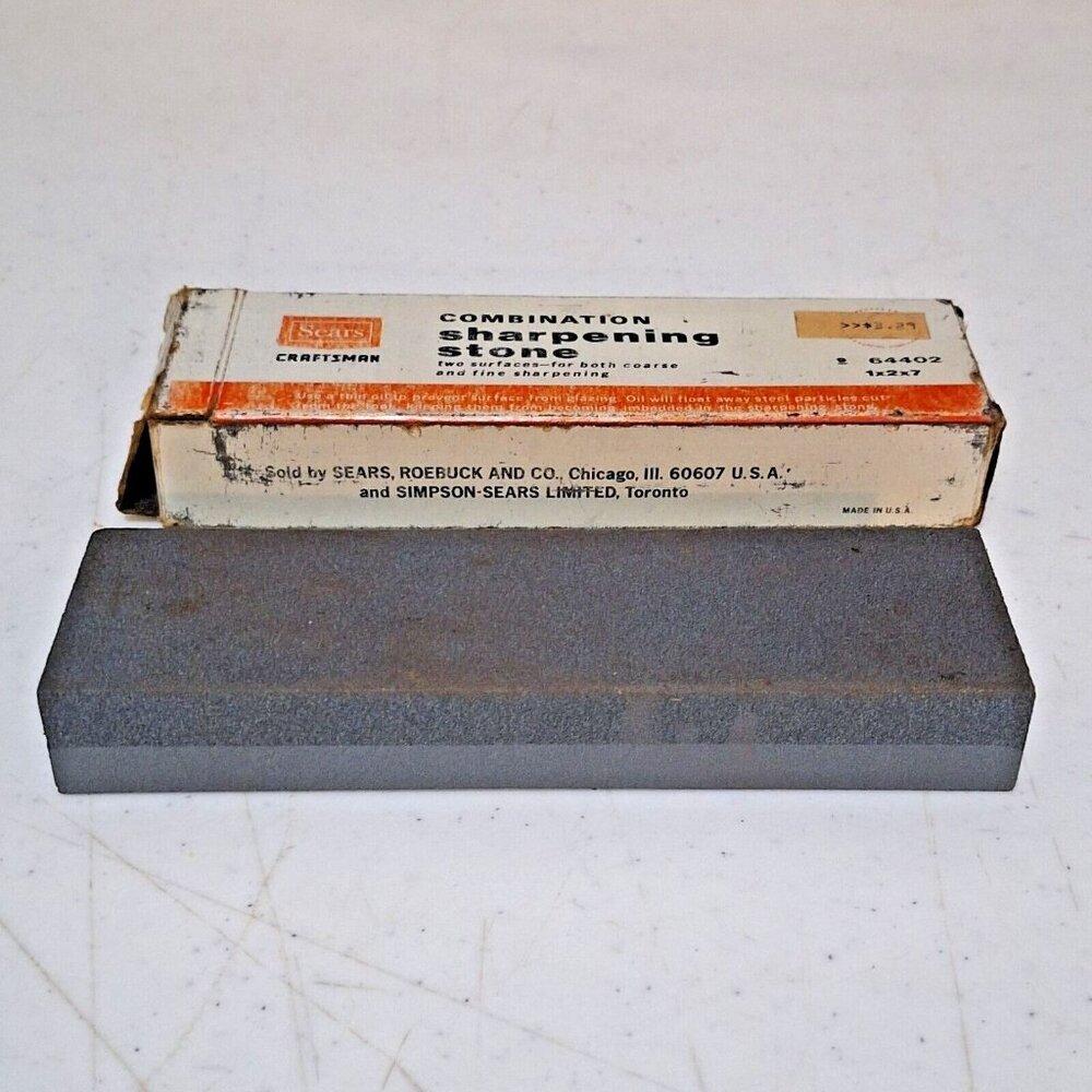 Vintage Sears‎ Craftsman 64402 Fine and Coarse Sharpening Stone 1"X2"X7"